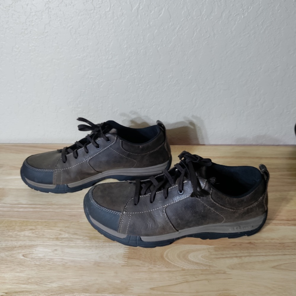 LL Bean Trail Model Hiker Shoes Mens 14 Wide Brown Leather Low Top 302473